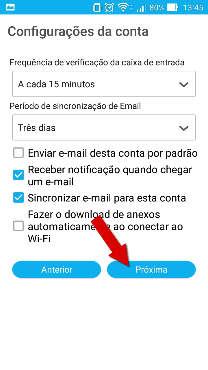 Email no Android 5 - Configuração