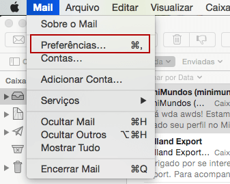 E-mail no macOS X - Contas
